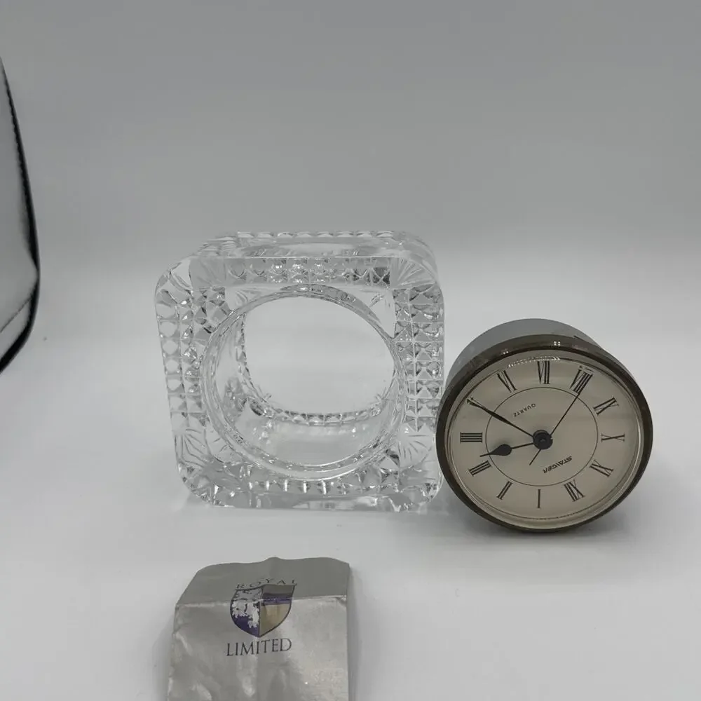 Staiger Crystal Square Desk Clock, Clear Analog Display, Roman Numerals